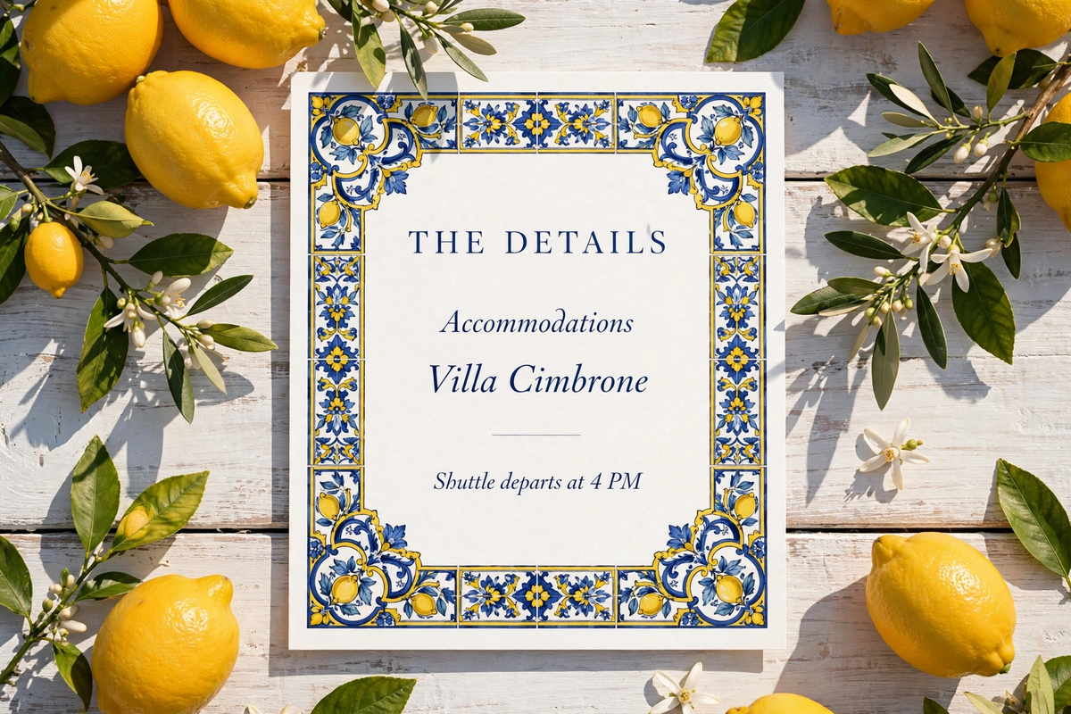 Amalfi wedding details — printable suite by Fête Paper Co.