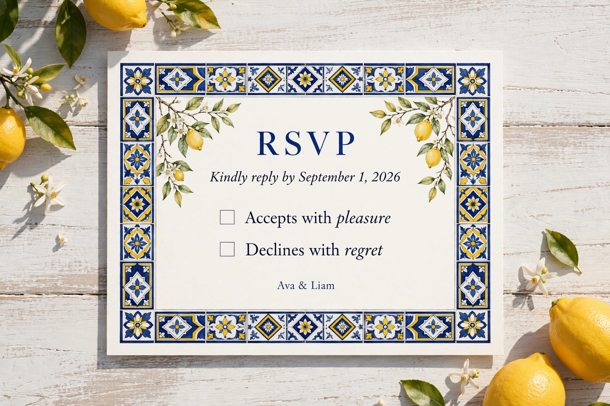Amalfi wedding rsvp — printable suite by Fête Paper Co.