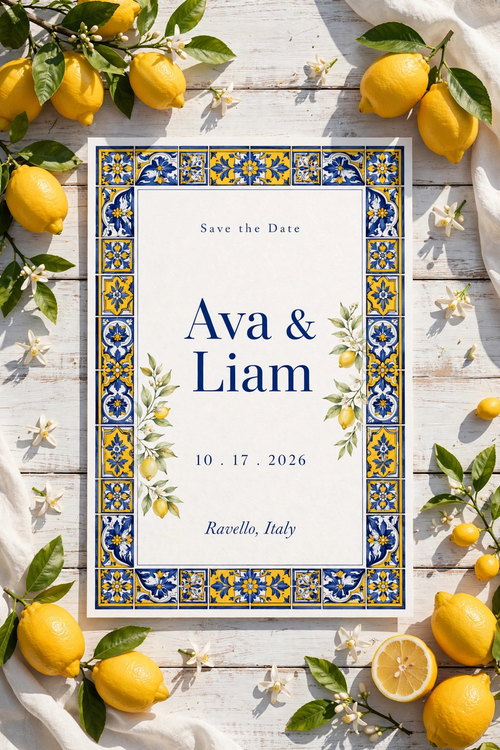 Amalfi wedding save the date — printable suite by Fête Paper Co.