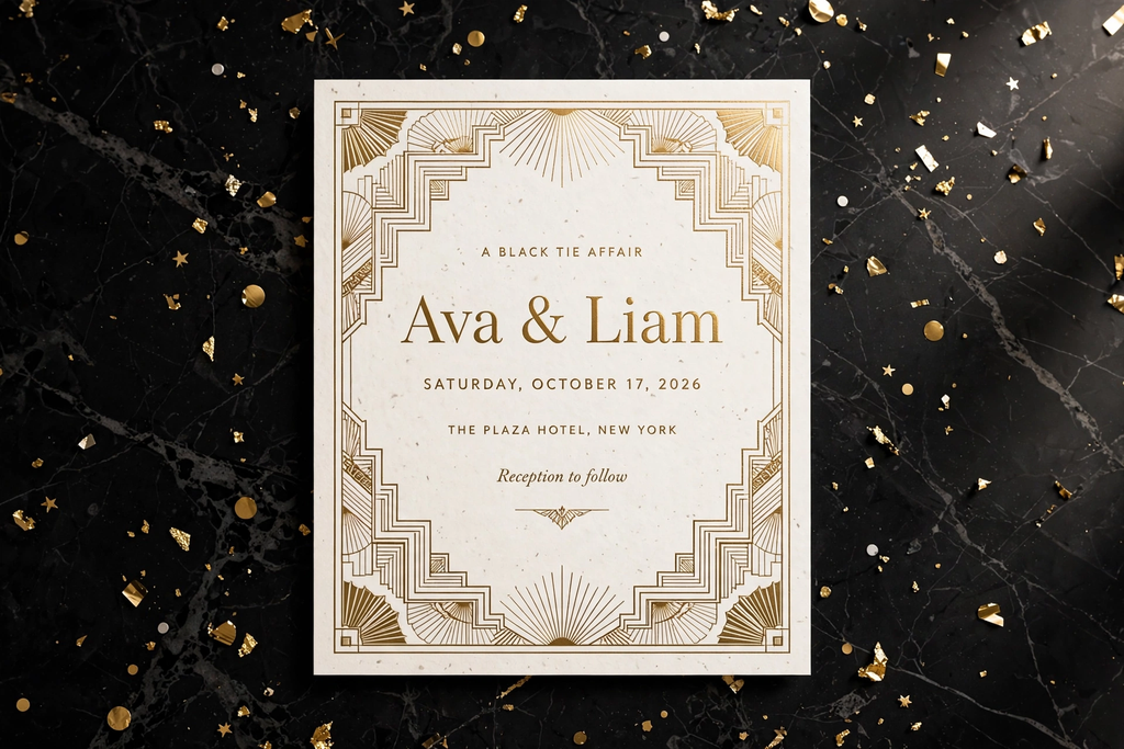 Art Deco wedding invite — printable suite by Fête Paper Co.