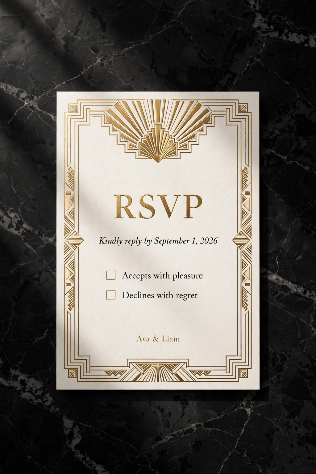 Art Deco wedding rsvp — printable suite by Fête Paper Co.
