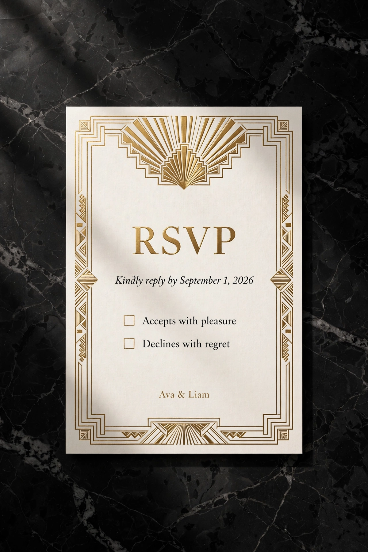 Art Deco wedding rsvp — printable suite by Fête Paper Co.
