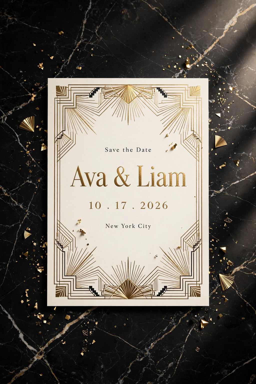 Art Deco wedding save the date — printable suite by Fête Paper Co.