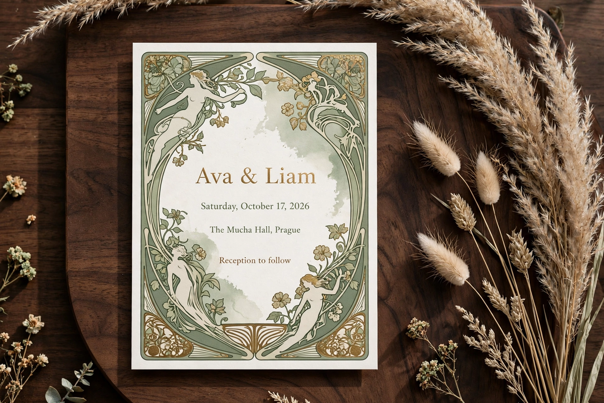 Art Nouveau wedding invite — printable suite by Fête Paper Co.
