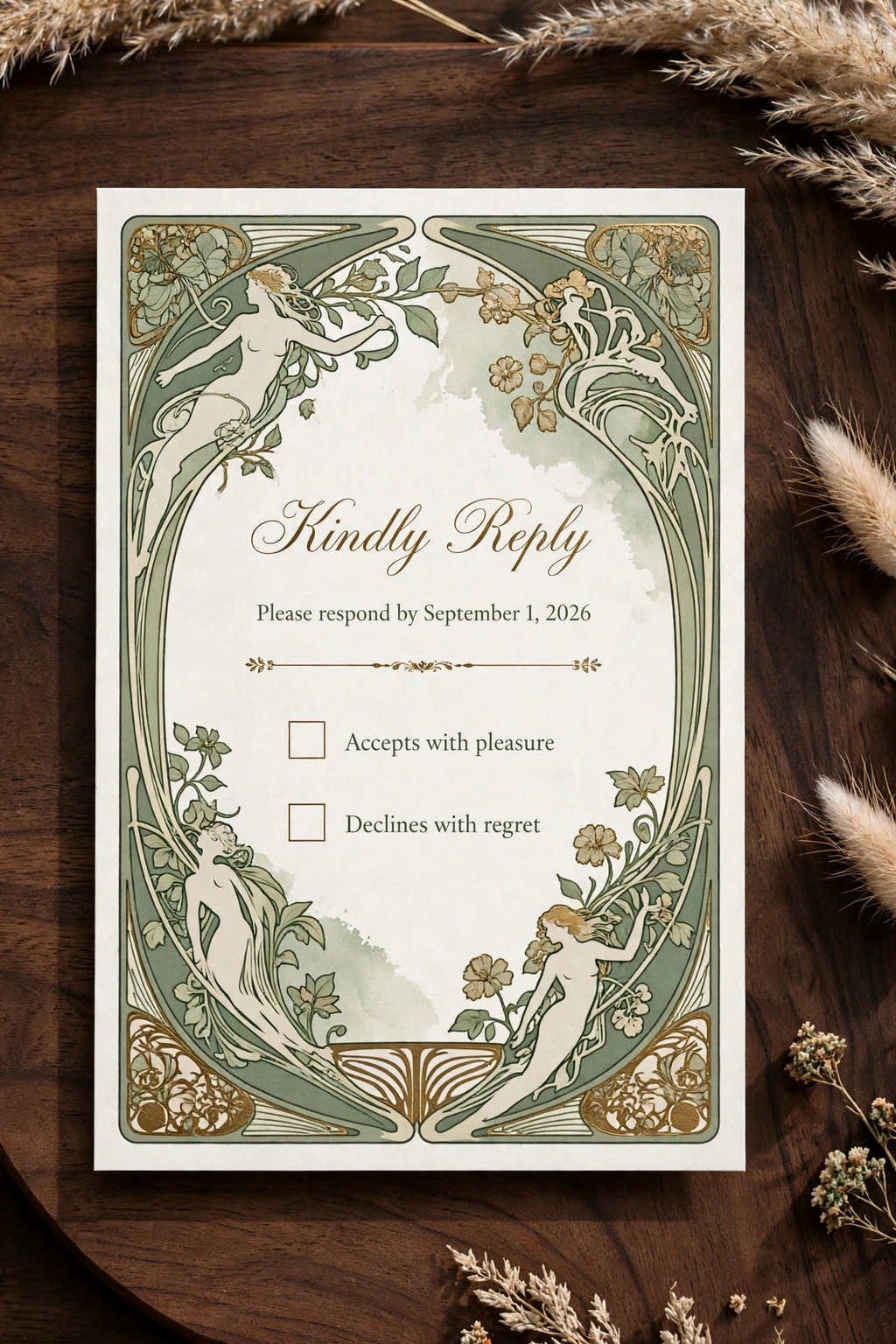 Art Nouveau wedding rsvp — printable suite by Fête Paper Co.