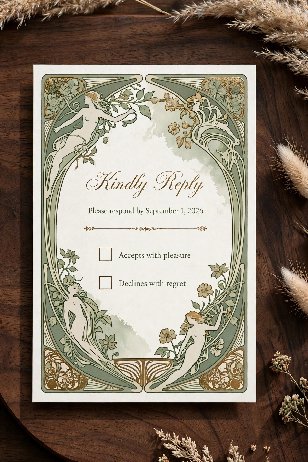 Art Nouveau wedding rsvp — printable suite by Fête Paper Co.