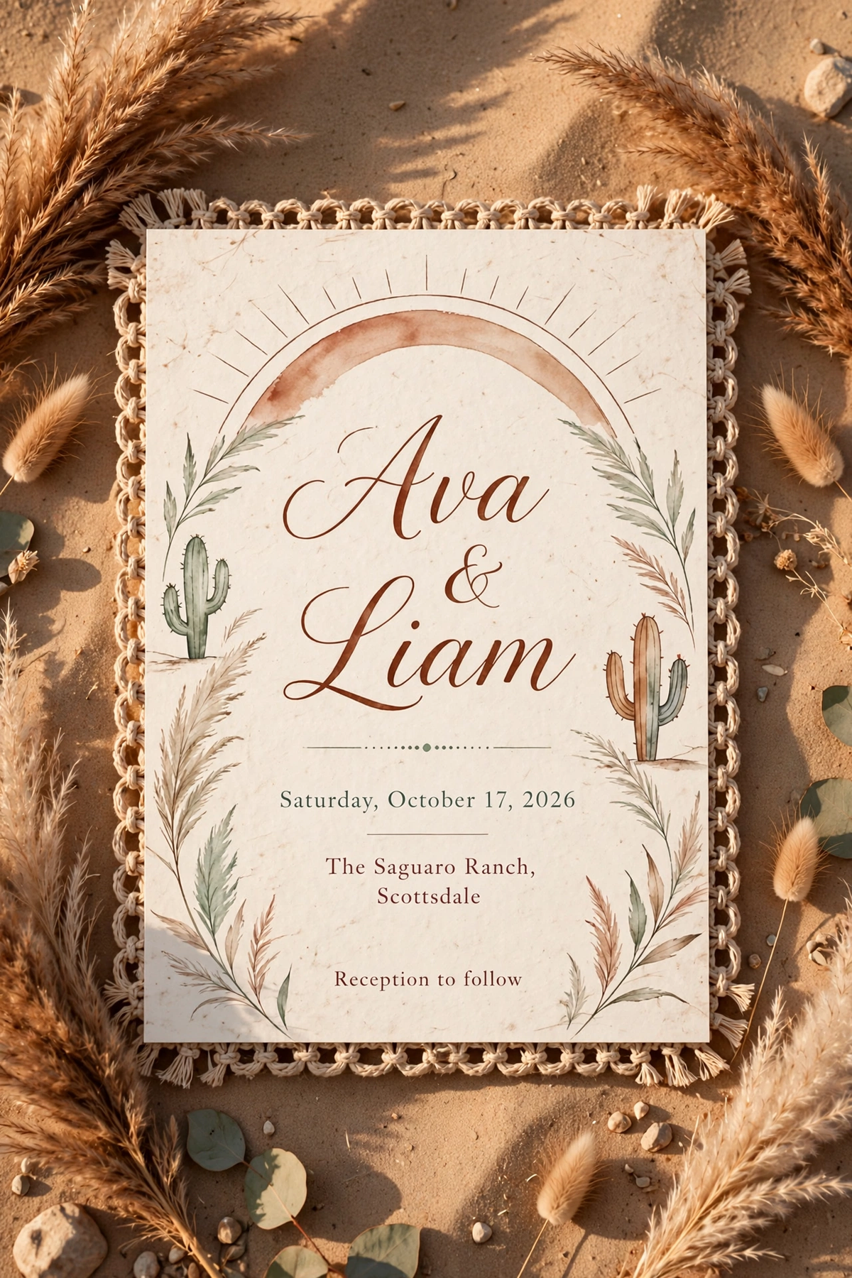 Boho Desert wedding invite — printable suite by Fête Paper Co.