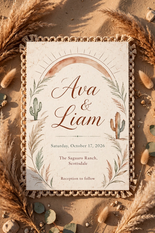 Boho Desert wedding invite — printable suite by Fête Paper Co.