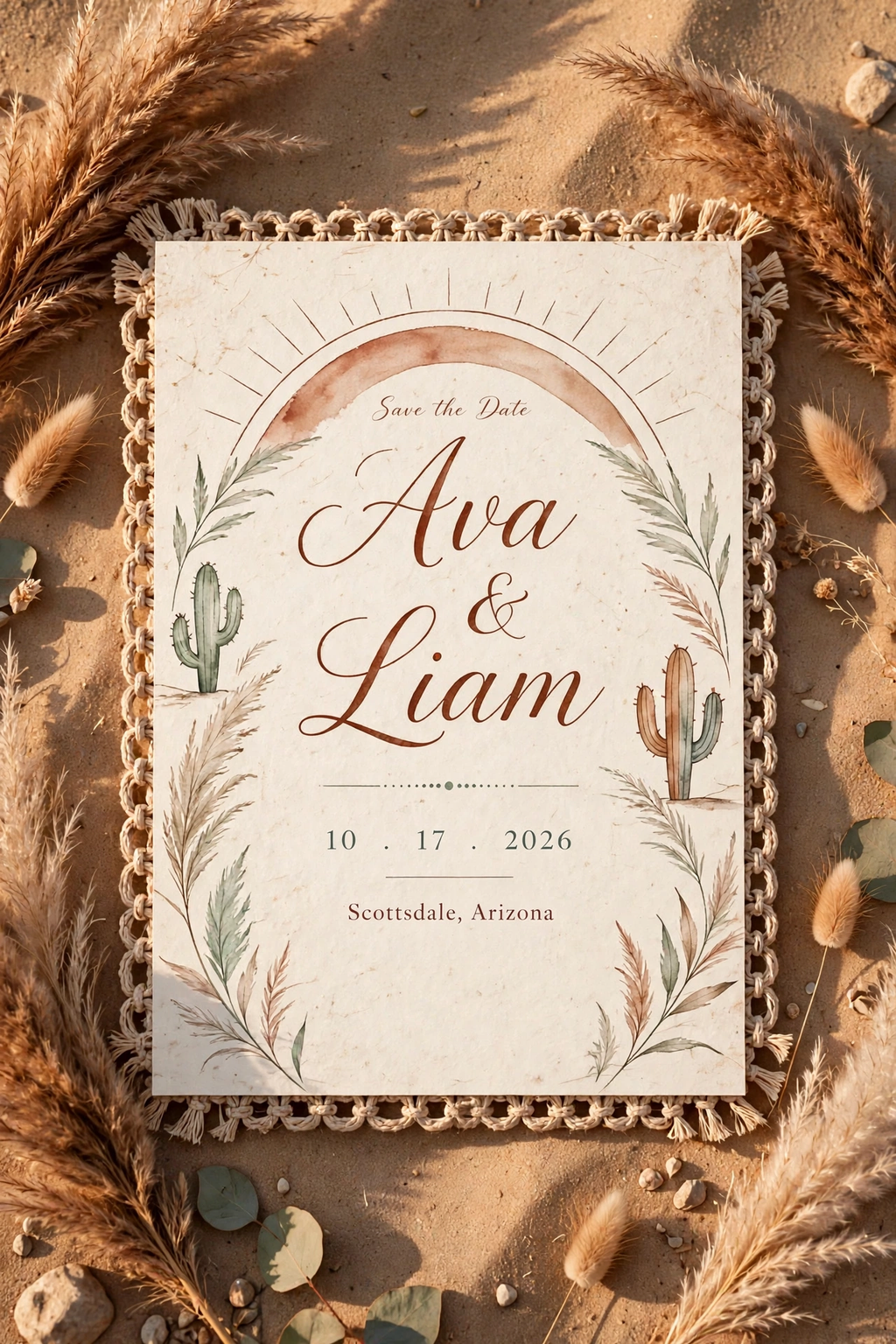 Boho Desert wedding save the date — printable suite by Fête Paper Co.