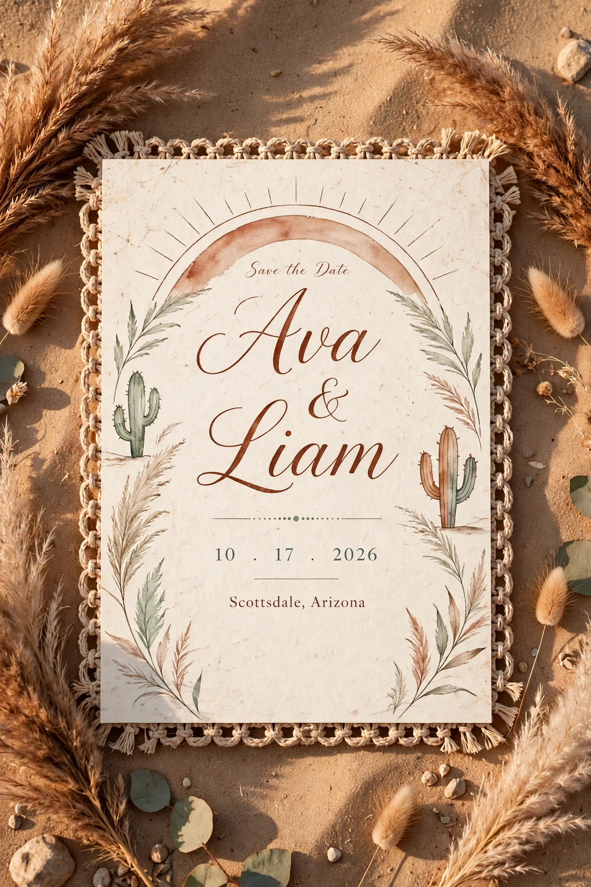 Boho Desert wedding save the date — printable suite by Fête Paper Co.