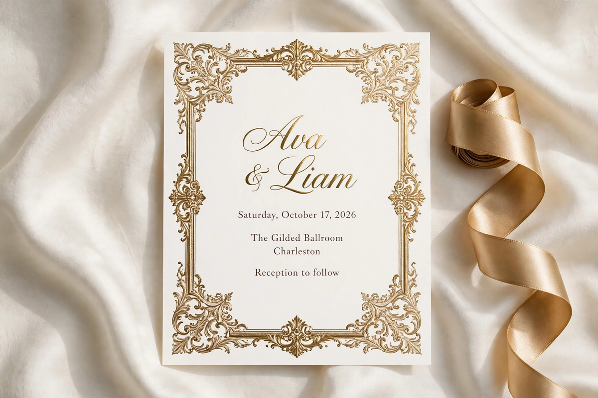 Burnished Gold Foil wedding invite — printable suite by Fête Paper Co.