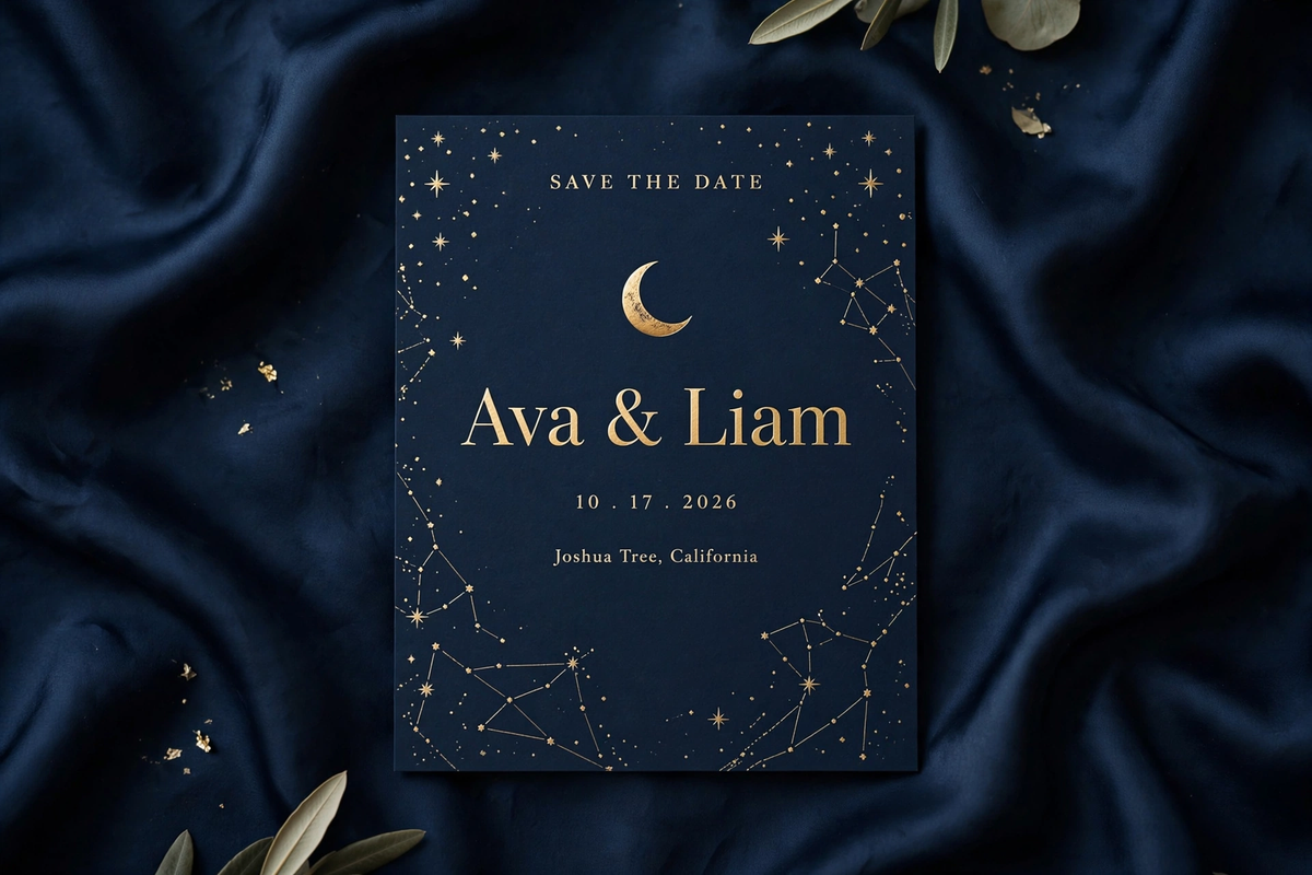 Celestial wedding save the date — printable suite by Fête Paper Co.