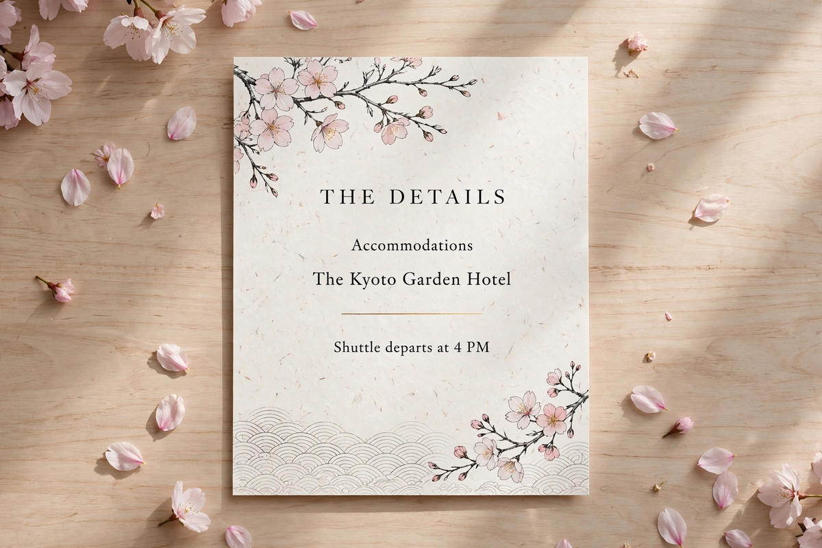 Cherry Blossom wedding details — printable suite by Fête Paper Co.
