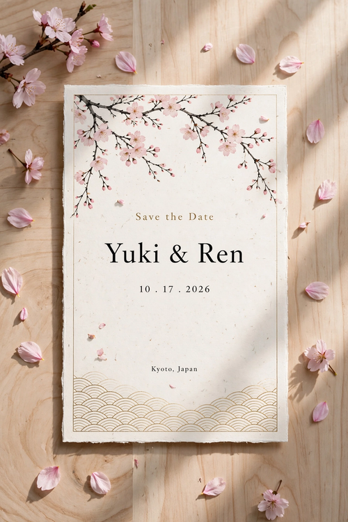 Cherry Blossom wedding save the date — printable suite by Fête Paper Co.