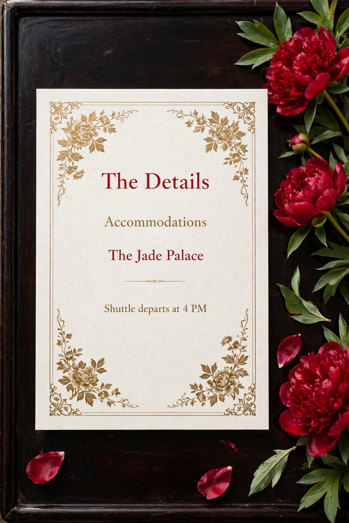 Chinese Red-Gold wedding details — printable suite by Fête Paper Co.