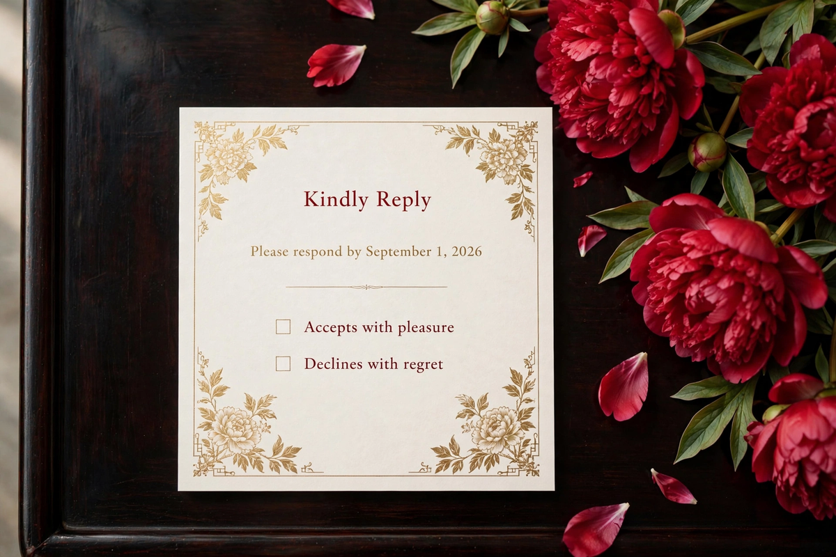 Chinese Red-Gold wedding rsvp — printable suite by Fête Paper Co.