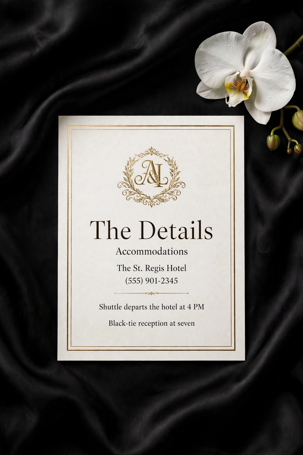 Classic Black Tie wedding details — printable suite by Fête Paper Co.