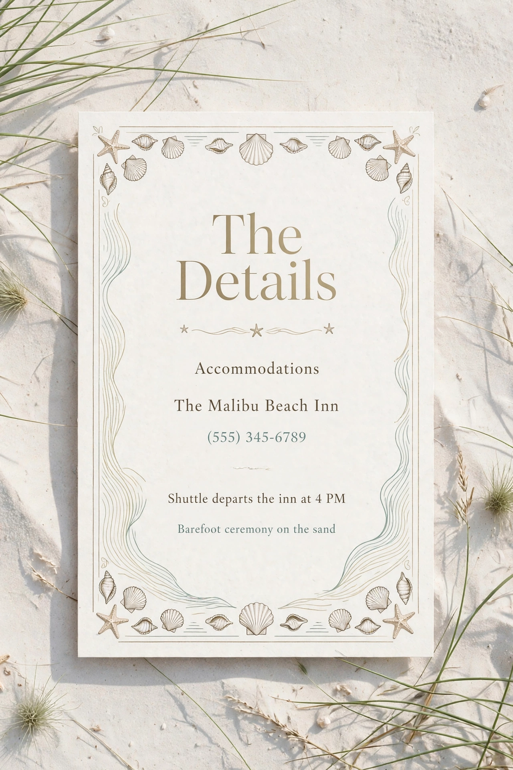 Coastal Beach wedding details — printable suite by Fête Paper Co.
