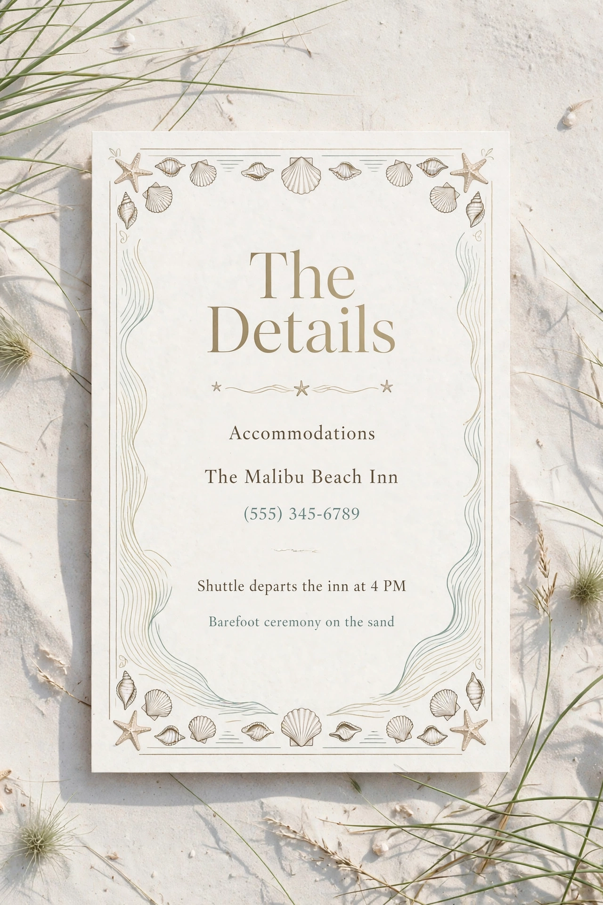 Coastal Beach wedding details — printable suite by Fête Paper Co.