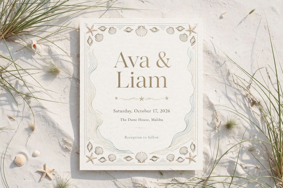 Coastal Beach wedding invite — printable suite by Fête Paper Co.