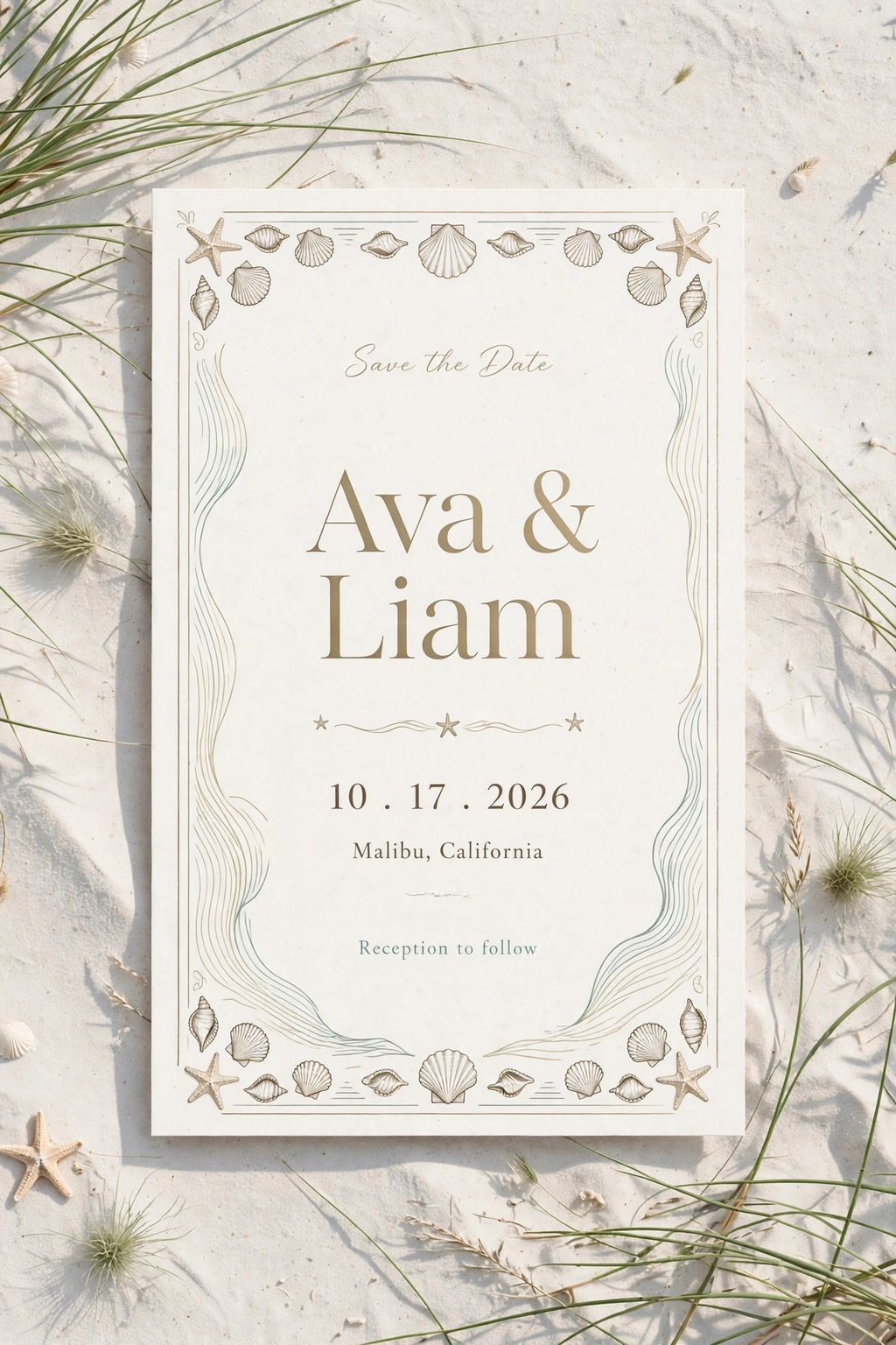 Coastal Beach wedding save the date — printable suite by Fête Paper Co.