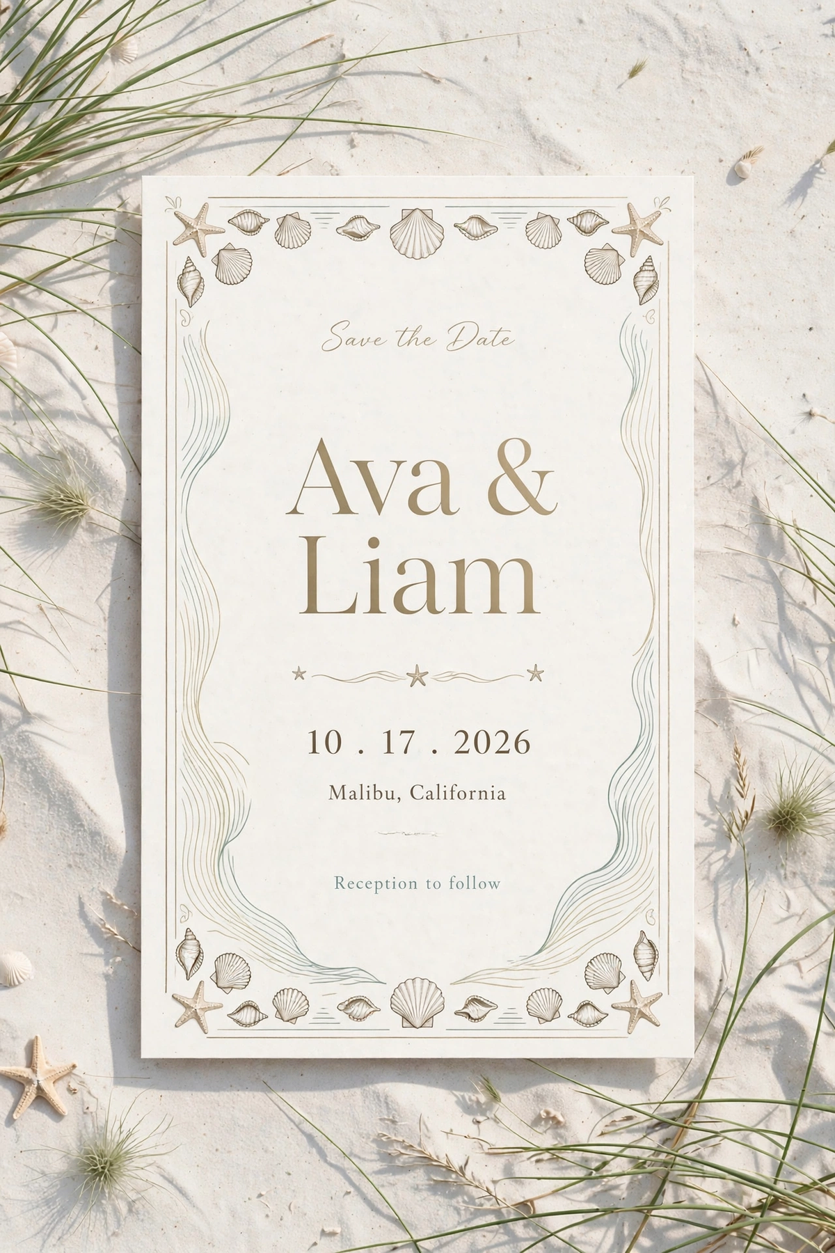 Coastal Beach wedding save the date — printable suite by Fête Paper Co.