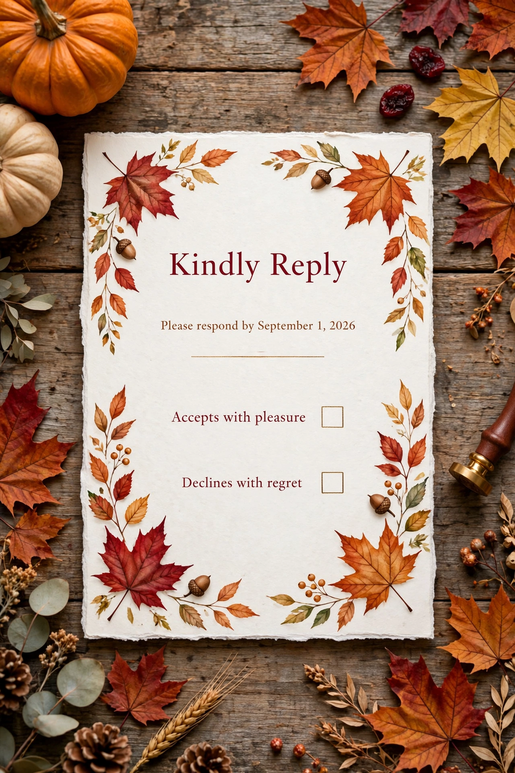 Fall Harvest wedding rsvp — printable suite by Fête Paper Co.