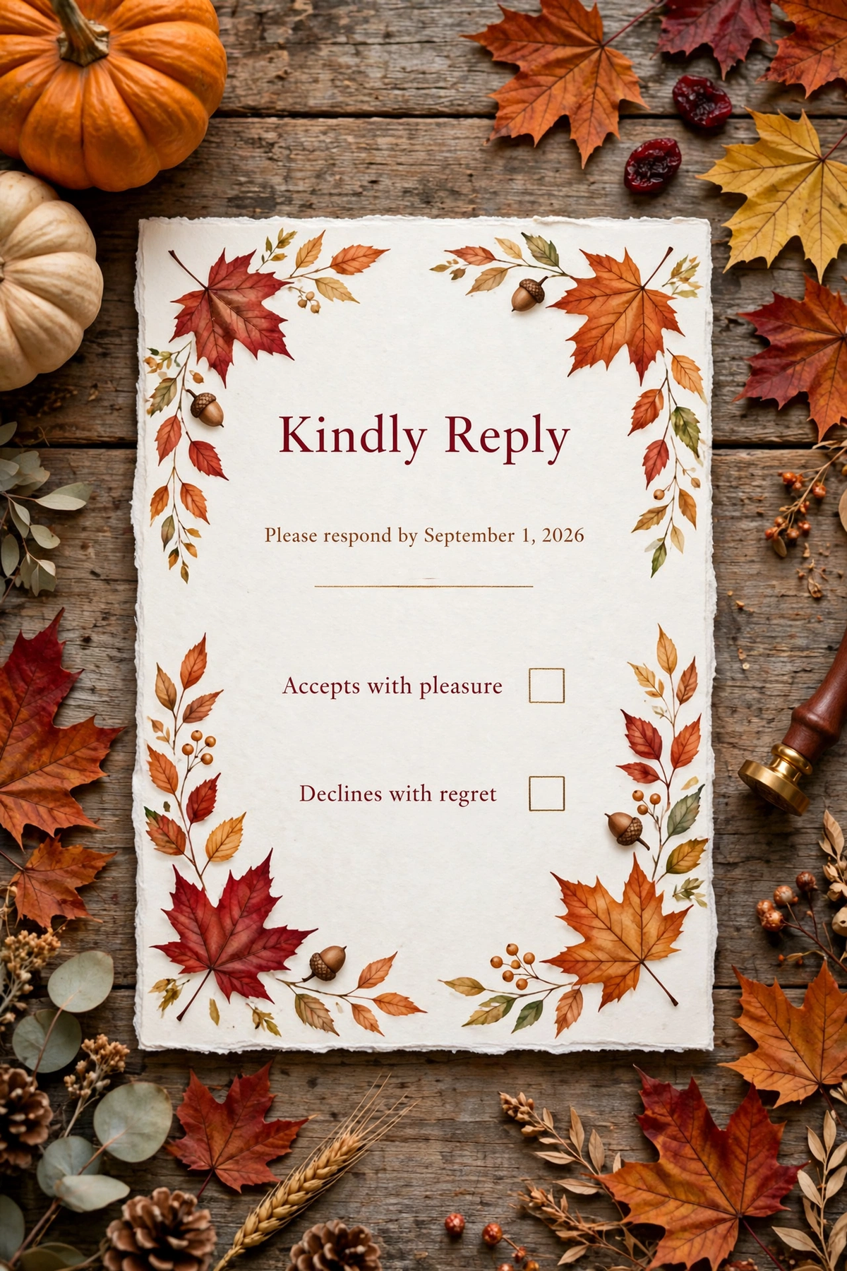 Fall Harvest wedding rsvp — printable suite by Fête Paper Co.