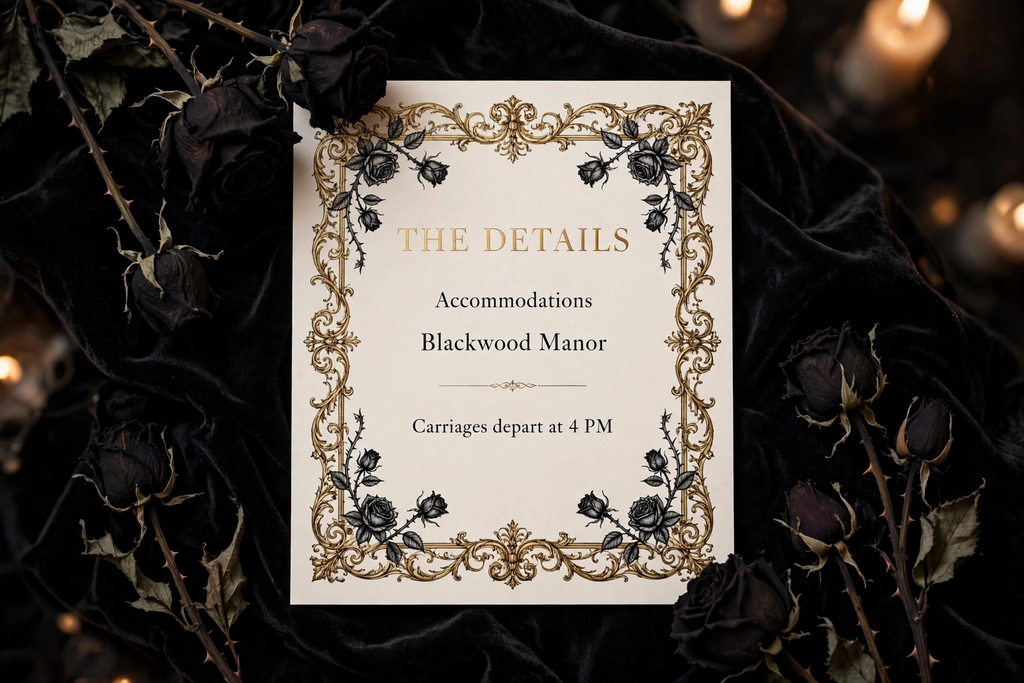 Gothic Romance wedding details — printable suite by Fête Paper Co.
