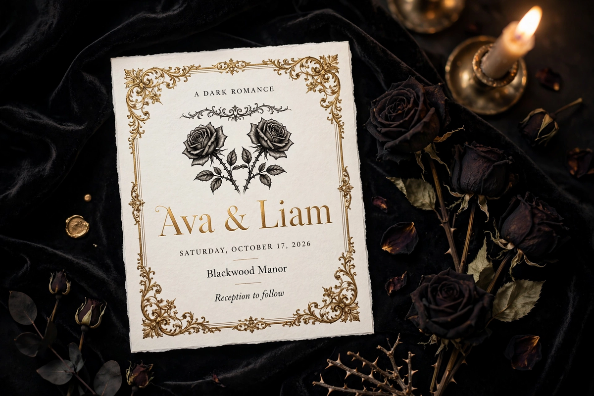 Gothic Romance wedding invite — printable suite by Fête Paper Co.