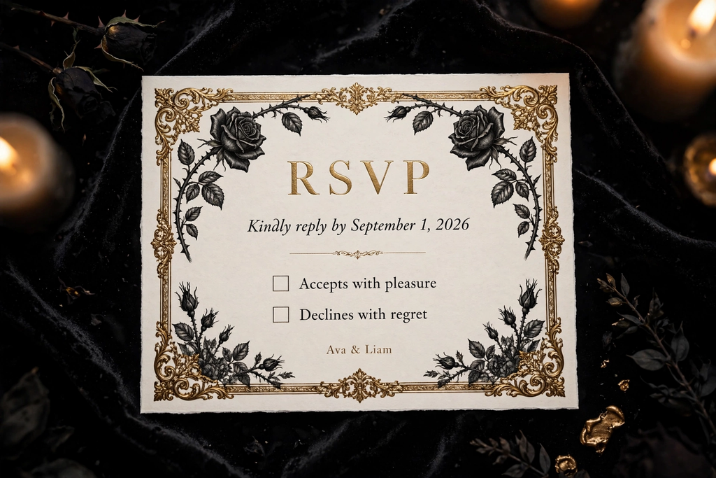 Gothic Romance wedding rsvp — printable suite by Fête Paper Co.