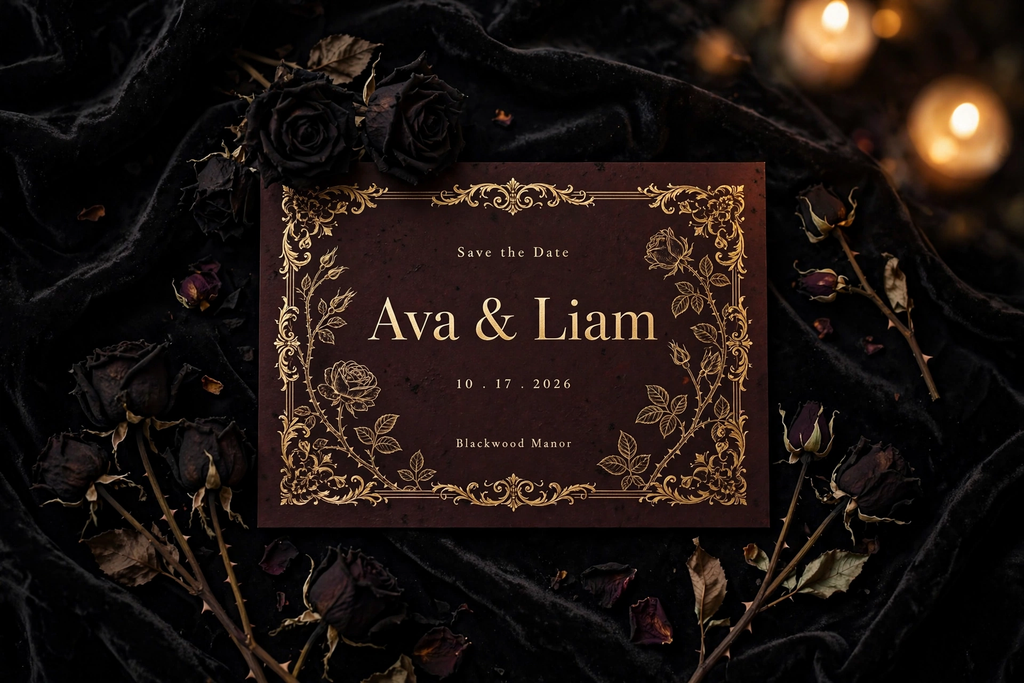 Gothic Romance wedding save the date — printable suite by Fête Paper Co.