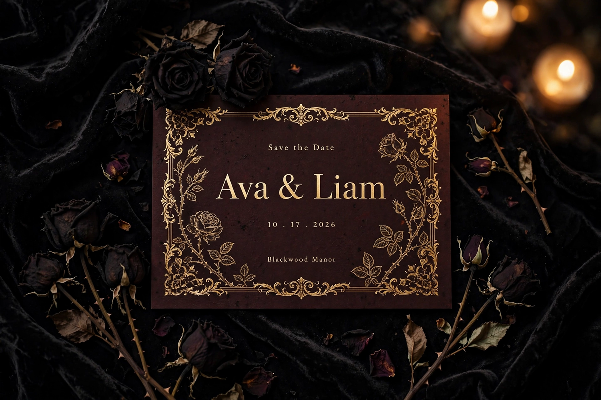 Gothic Romance wedding save the date — printable suite by Fête Paper Co.