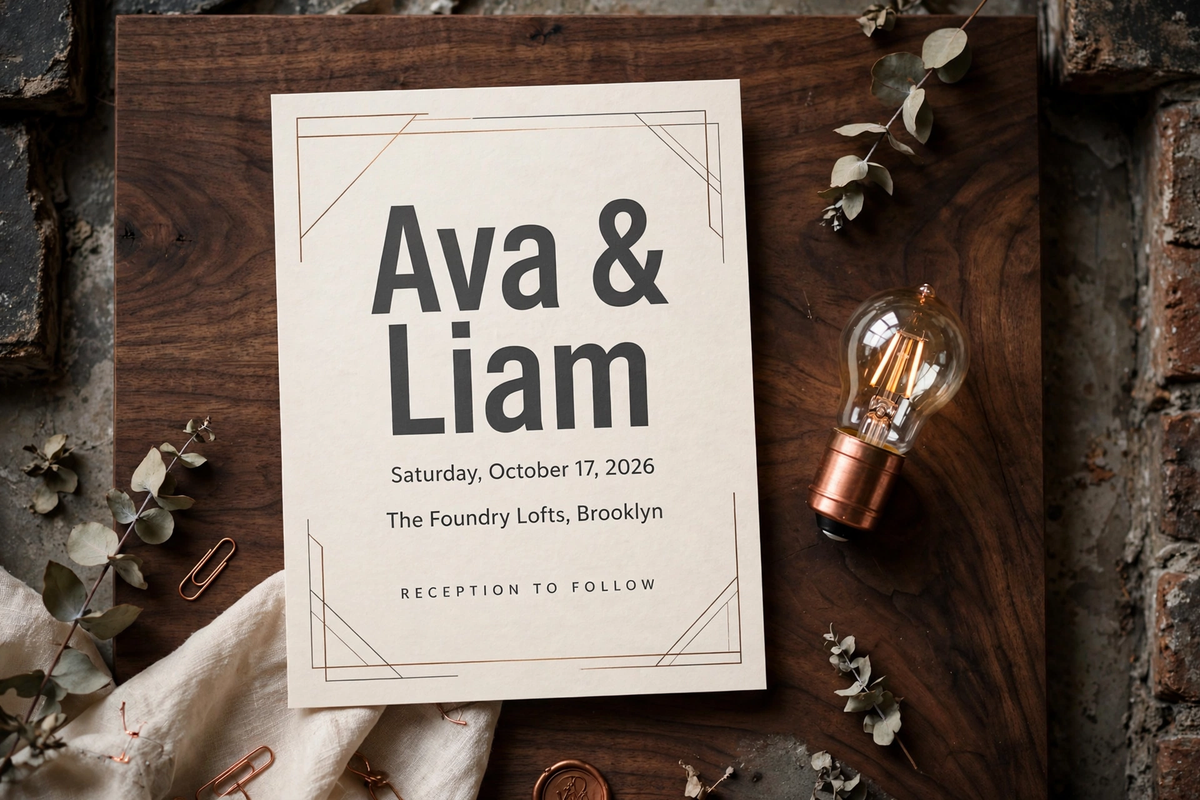 Industrial Loft wedding invite — printable suite by Fête Paper Co.