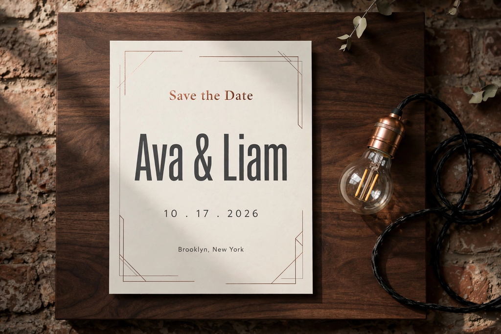 Industrial Loft wedding save the date — printable suite by Fête Paper Co.