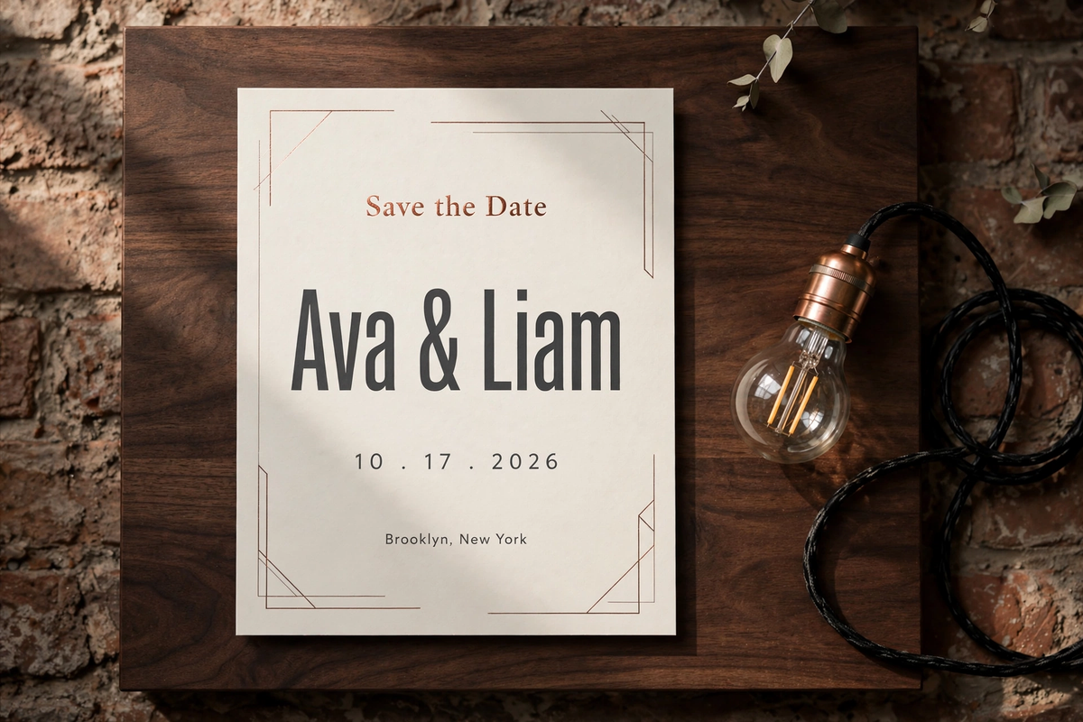 Industrial Loft wedding save the date — printable suite by Fête Paper Co.