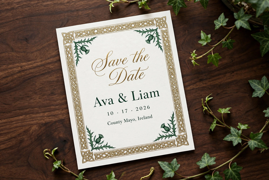 Irish Celtic wedding save the date — printable suite by Fête Paper Co.