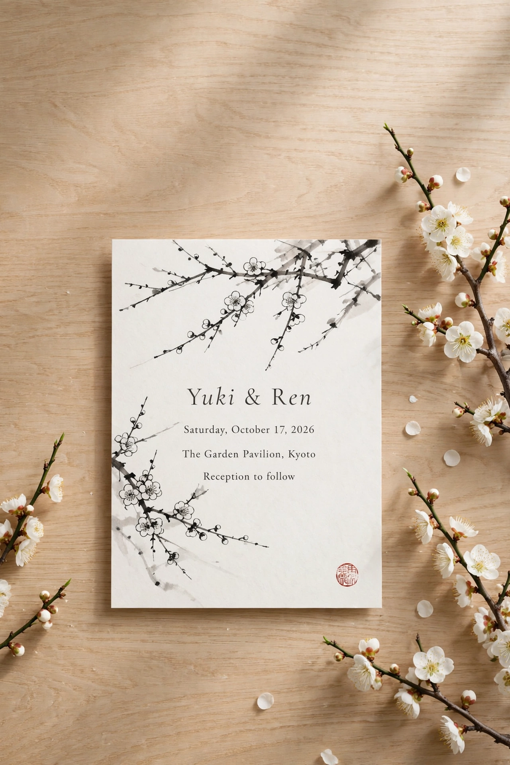 Japanese Ink wedding invite — printable suite by Fête Paper Co.
