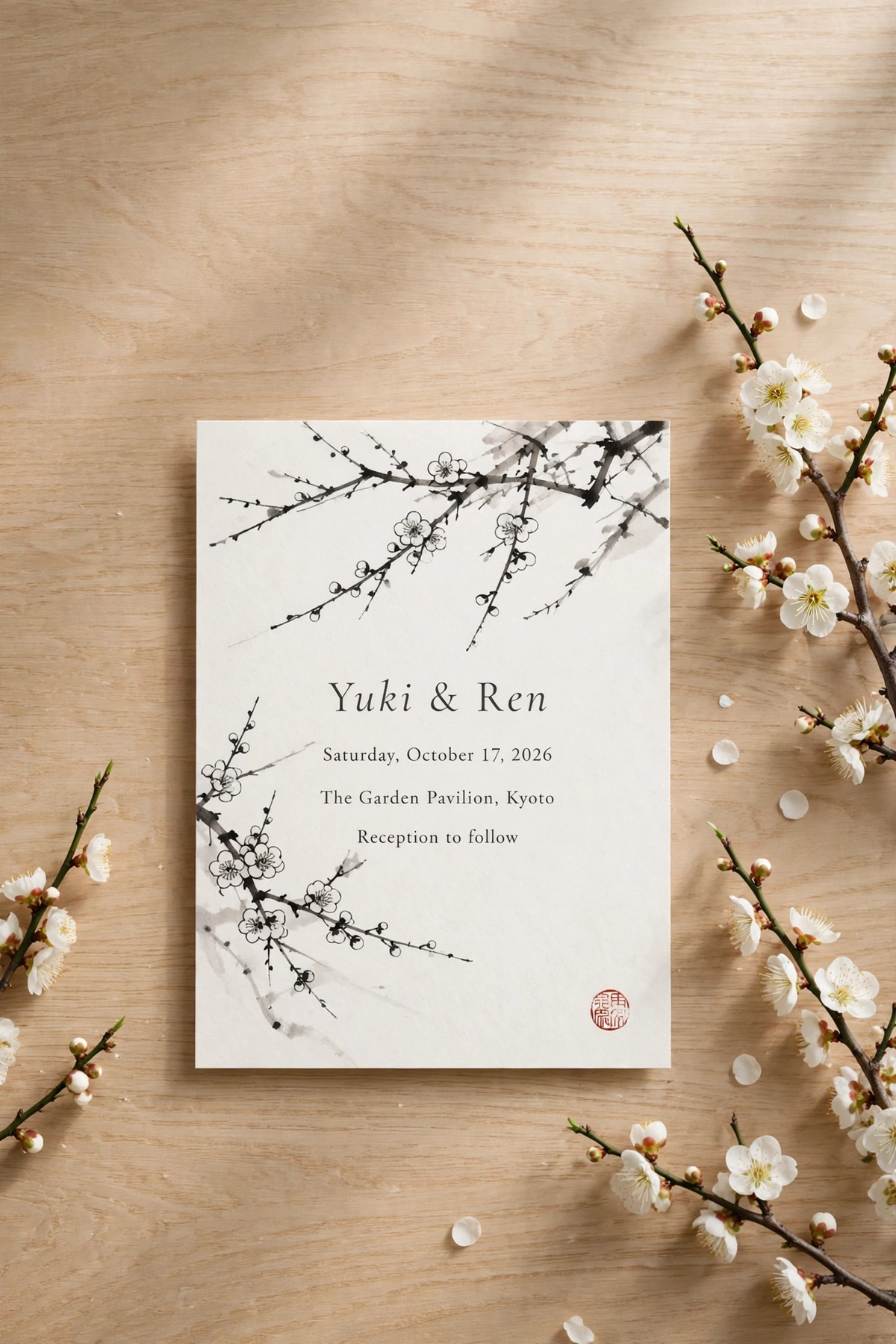 Japanese Ink wedding invite — printable suite by Fête Paper Co.