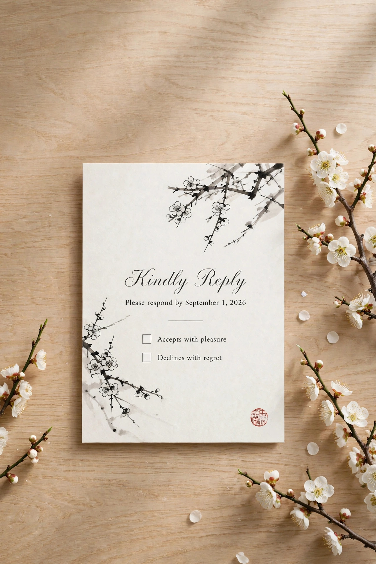 Japanese Ink wedding rsvp — printable suite by Fête Paper Co.