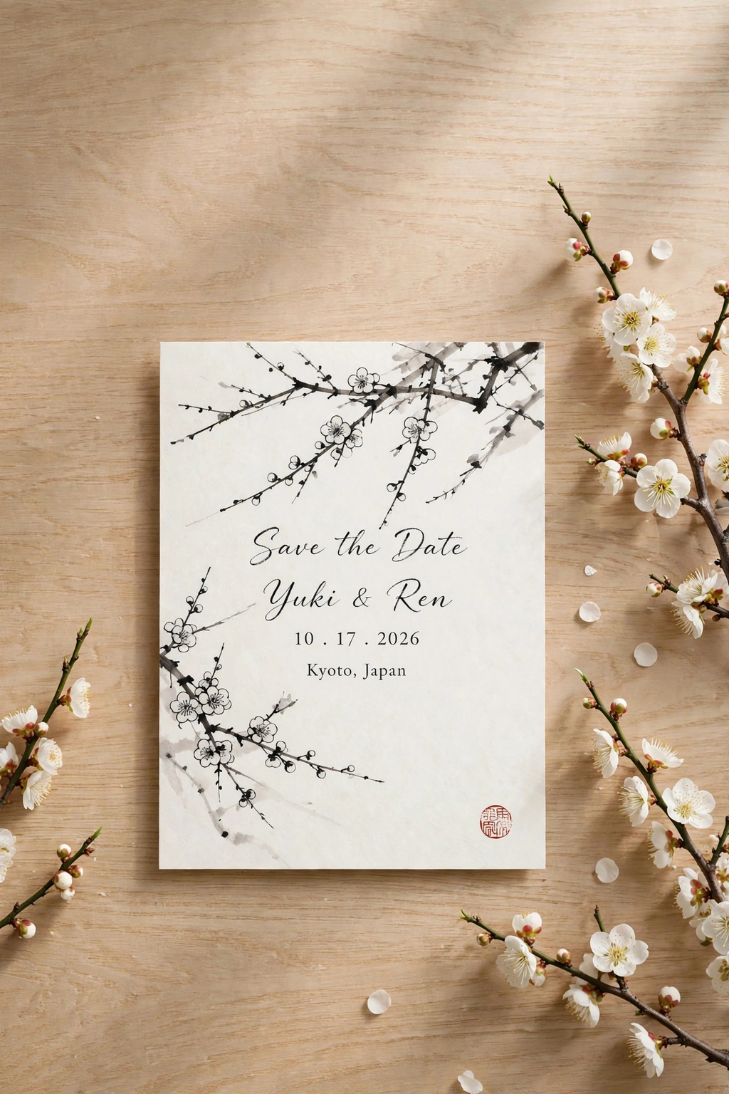 Japanese Ink wedding save the date — printable suite by Fête Paper Co.