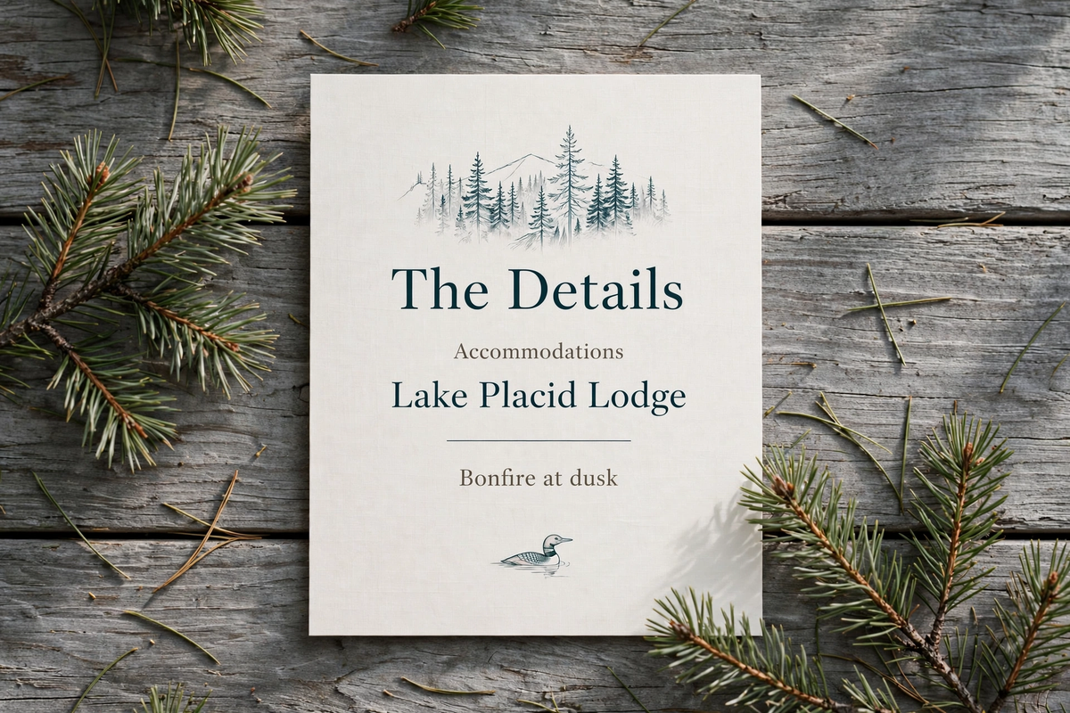 Lakehouse Lakeside wedding details — printable suite by Fête Paper Co.
