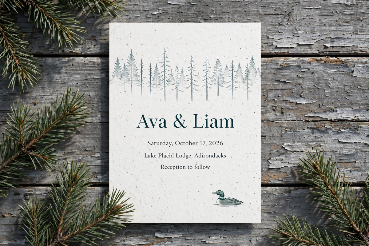 Lakehouse Lakeside wedding invite — printable suite by Fête Paper Co.