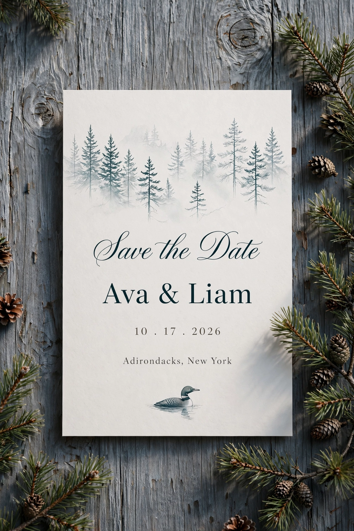 Lakehouse Lakeside wedding save the date — printable suite by Fête Paper Co.
