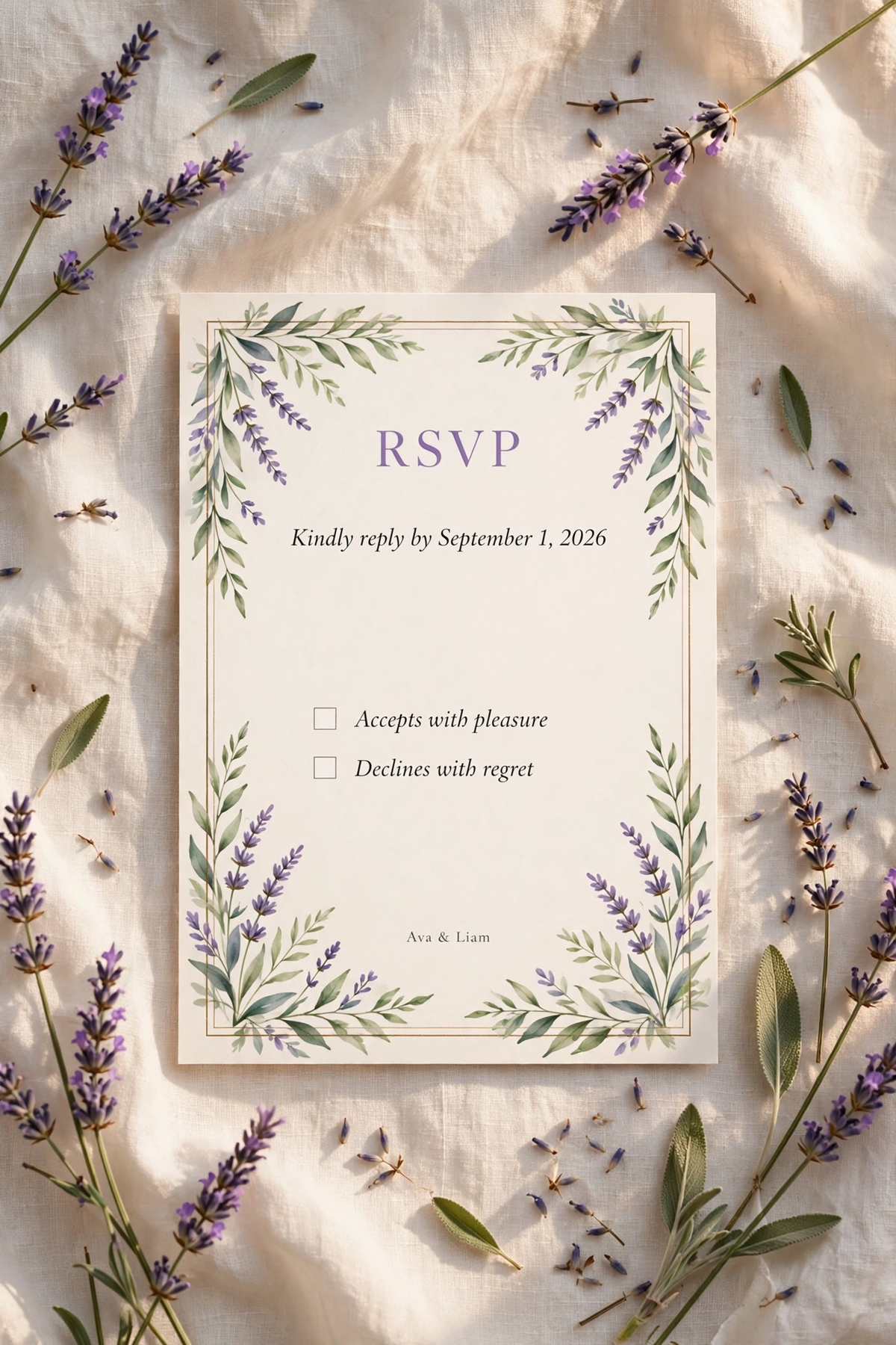 Lavender Provence wedding rsvp — printable suite by Fête Paper Co.