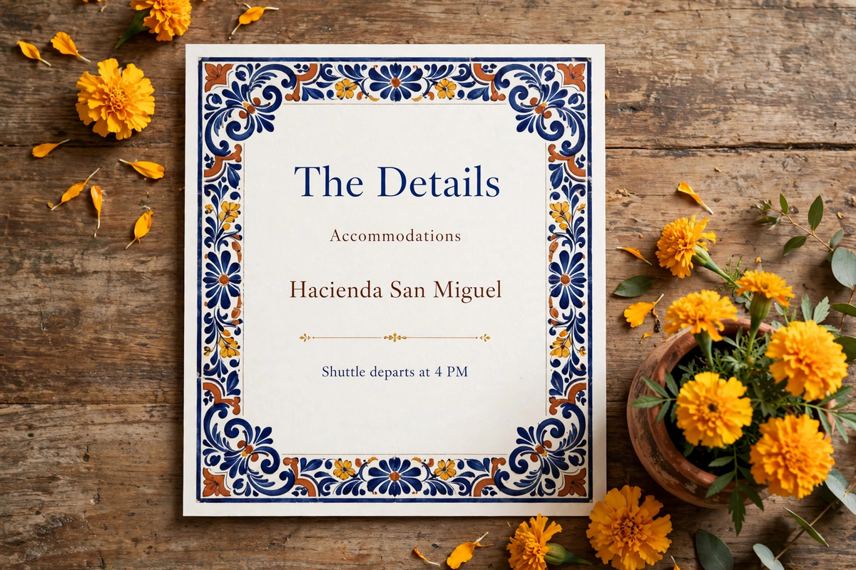 Mexican Talavera wedding details — printable suite by Fête Paper Co.
