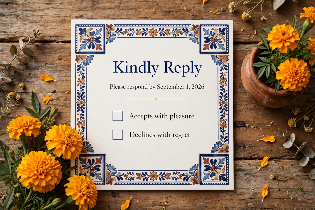 Mexican Talavera wedding rsvp — printable suite by Fête Paper Co.