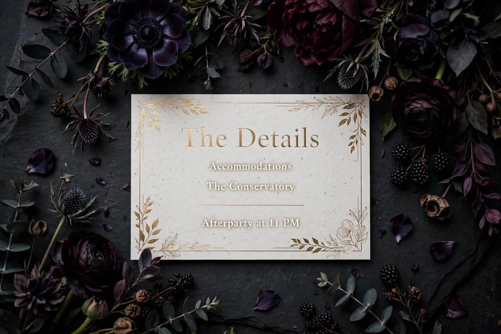 Moody Botanical wedding details — printable suite by Fête Paper Co.