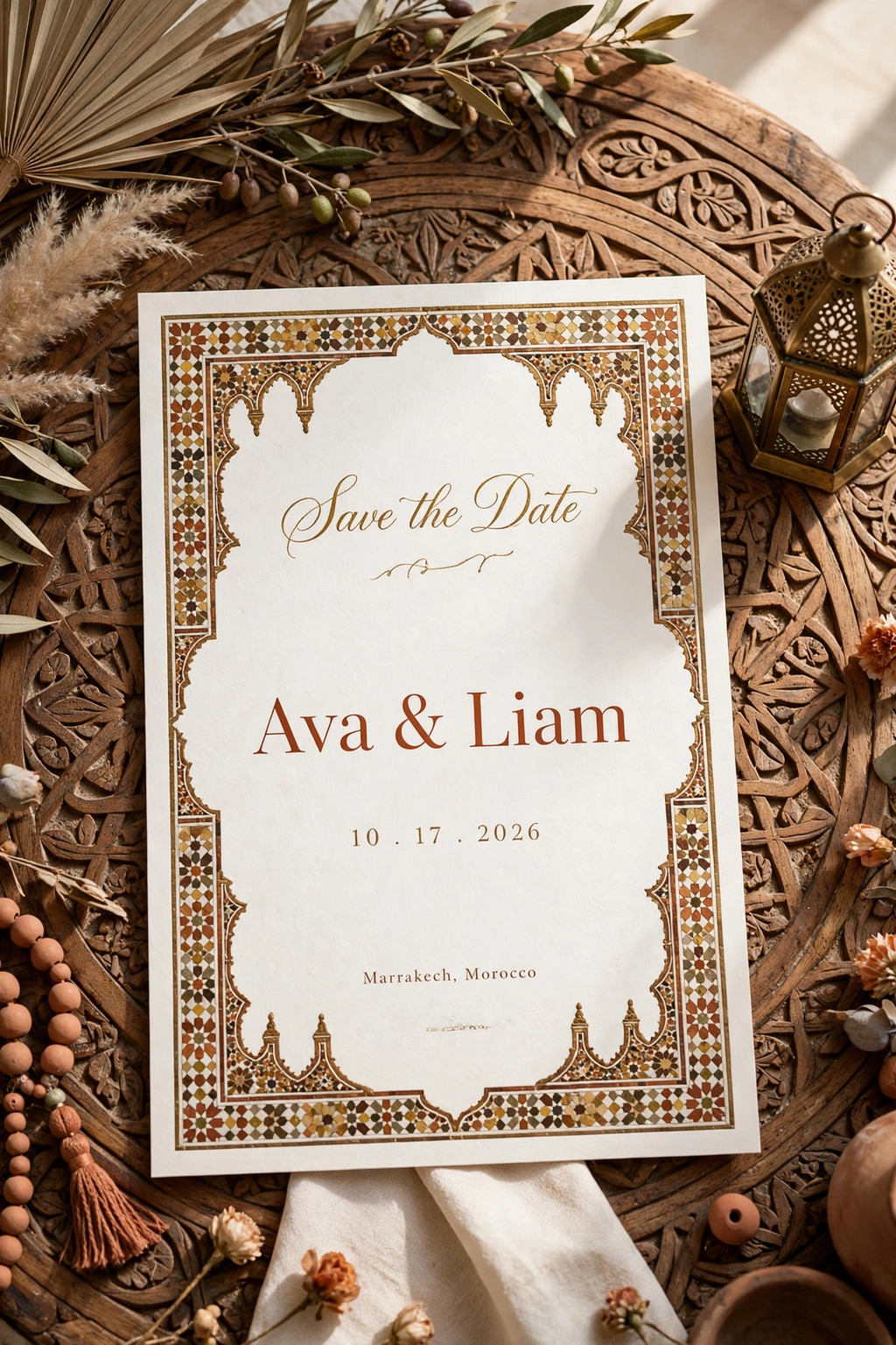 Moroccan Boho wedding save the date — printable suite by Fête Paper Co.