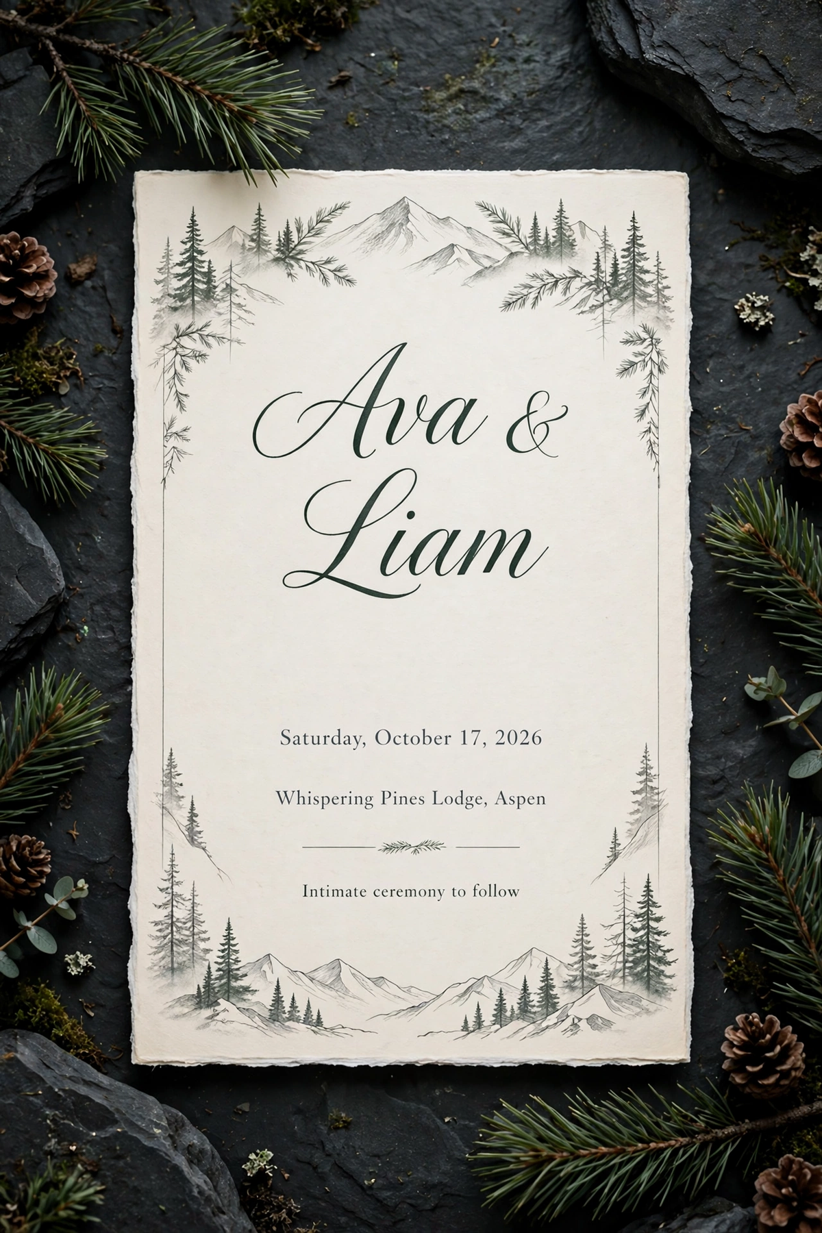 Mountain Elopement wedding invite — printable suite by Fête Paper Co.